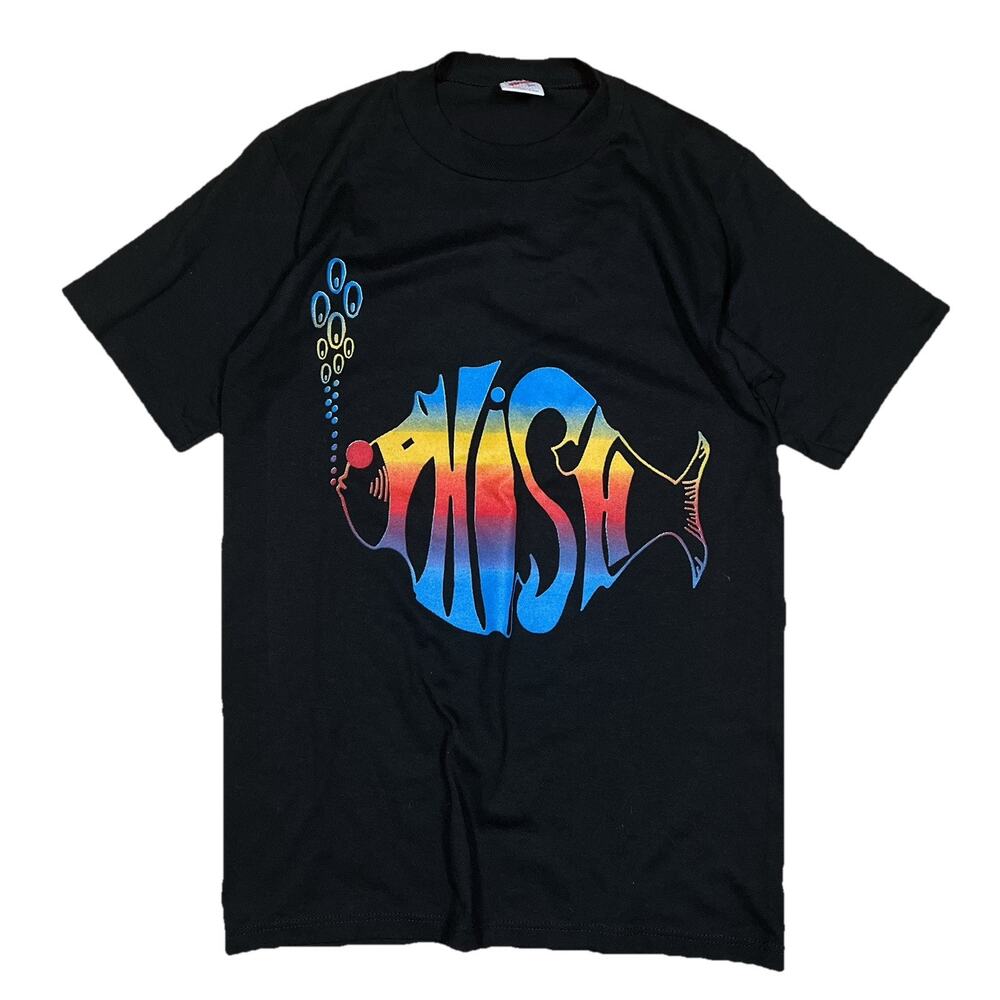Vintage Phish Rainbow Fish Logo Black Small Single Stitch USA Made Jerzees Rare